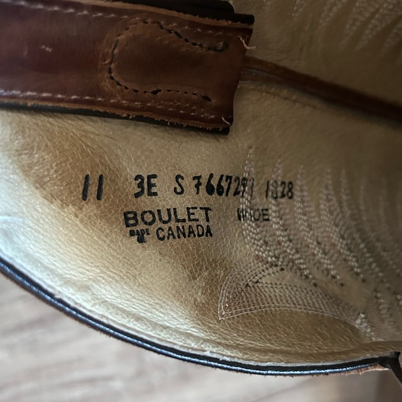 Boulet 1828 Hillbilly Golden western Brown Leather embroidered Cowboy Boots - Picture 9 of 10